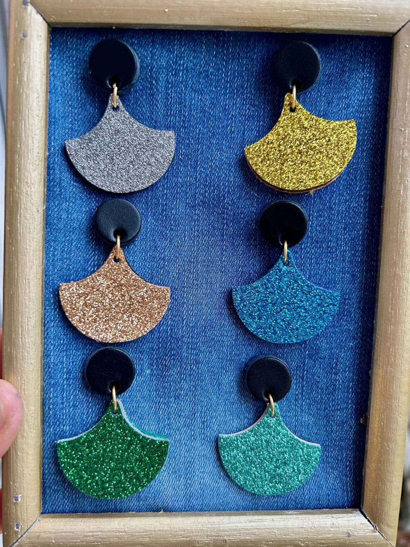 Boucles d'oreilles ginkgo biloba qui brille