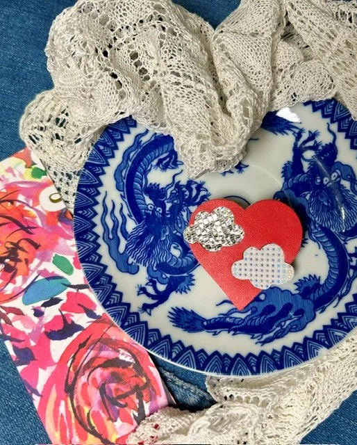 Broche  cœur nuageux